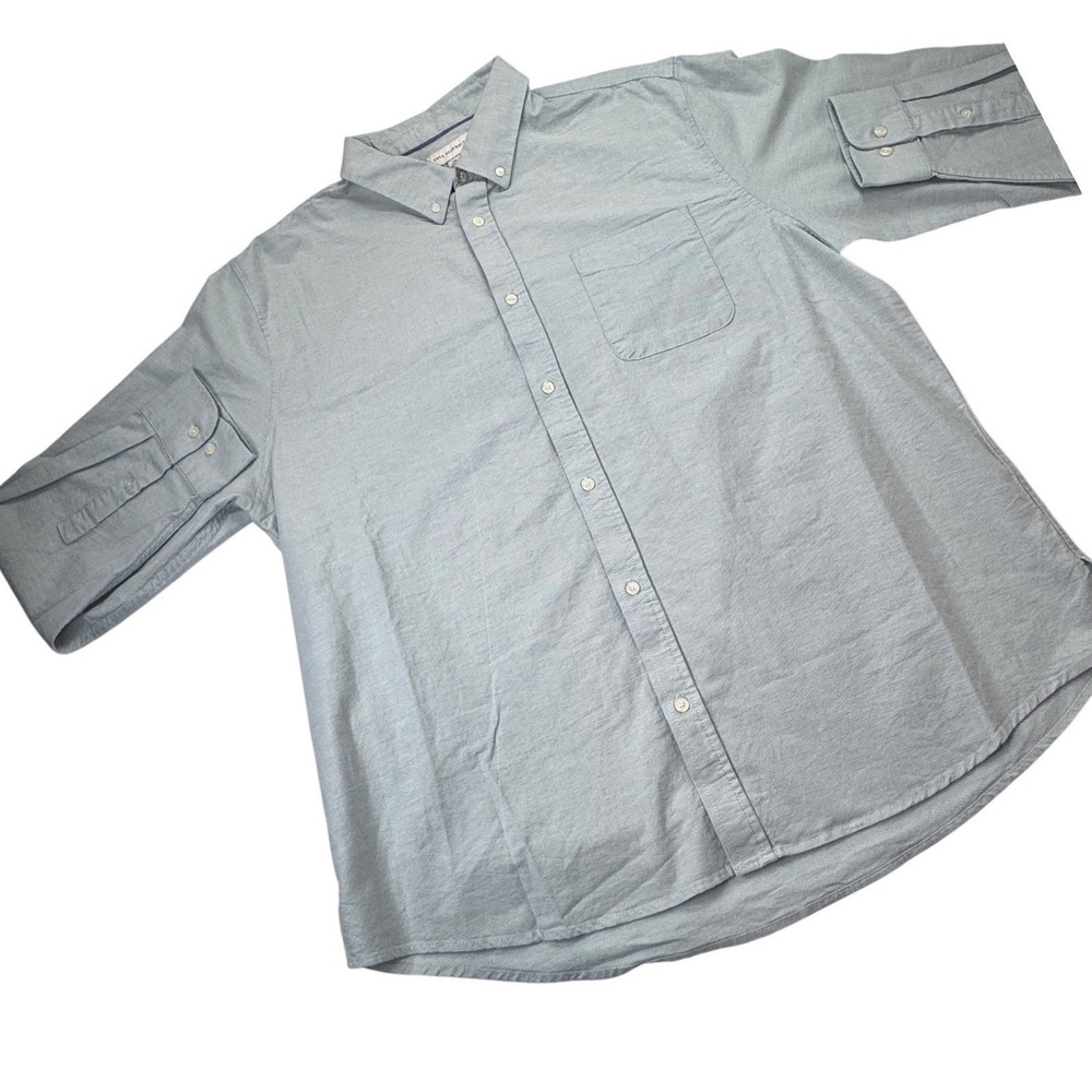 Free Assembly Mens LS Oxford Shirt Aqua Splash Light Blue Green 2XL New preppy